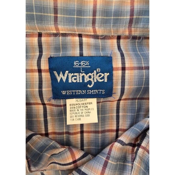 Vintage Wrangler Mens Western Pearl Snap Plaid Short Sleeve Shirt Size 16-16-1/2 - Picture 3 of 4